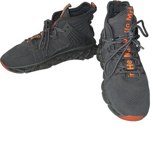 Men's US 8 Hello Mr.L Grey & Orange Athletic Sneakers